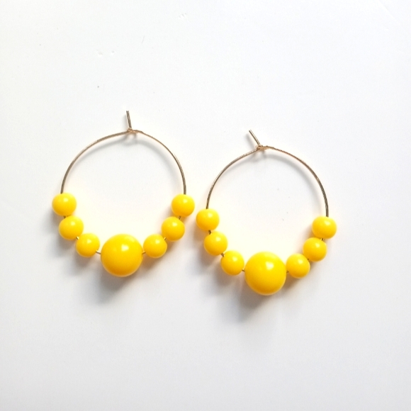 Fashion Jewelry Jewelry Fashion Jewelry Yellow Beaded Hoop Earrings